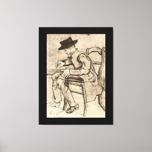 Van Gogh - Man schrijven, naar links kijken, Canvas Afdruk