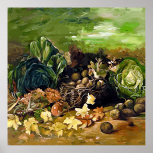 Van Gogh Mand met Aardappelen, Bladeren, Groenten  Poster