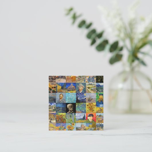 Van Gogh - Masterstuks Mosaic Patchwork - QR-code Vierkante Visitekaartje (Staand voorkant)