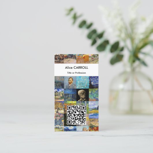 Van Gogh - Masterstuks Mosaic Patchwork - QR-code Visitekaartje (Staand voorkant)