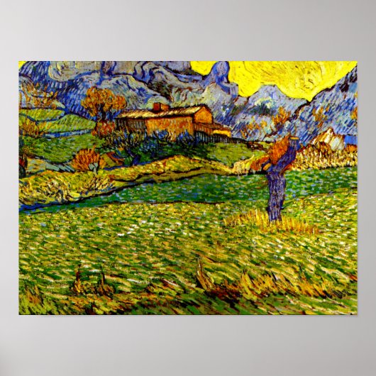 Van Gogh - Meadow in de bergen Poster (Voorkant)