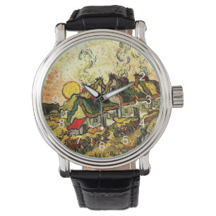 Van Gogh - Met riet gedekte huisjes in de zonnesch Horloge