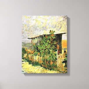 Van Gogh - Montmartre Pad met Zonnebloemen, Canvas Afdruk