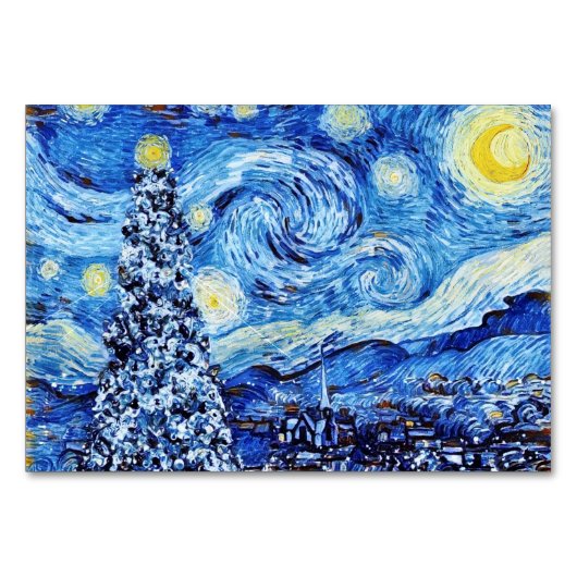 Van Gogh - Nuit étoilée - Carte de table de Noël (Devant)
