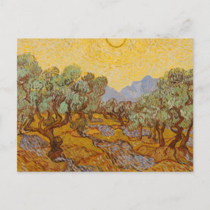 Van Gogh olijfbomen gele zon lucht Briefkaart