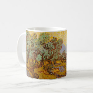 Van Gogh olijfbomen gele zon lucht Koffiemok