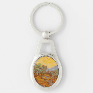 Van Gogh olijfbomen gele zon lucht Sleutelhanger