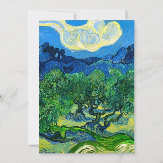 Van Gogh Olijfbomen in een bergachtig landschap Aankondiging (Voorkant)