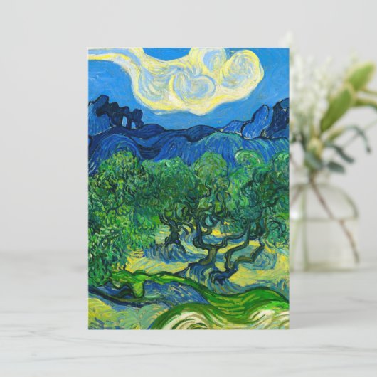 Van Gogh Olijfbomen in een bergachtig landschap Aankondiging (Staand voorkant)