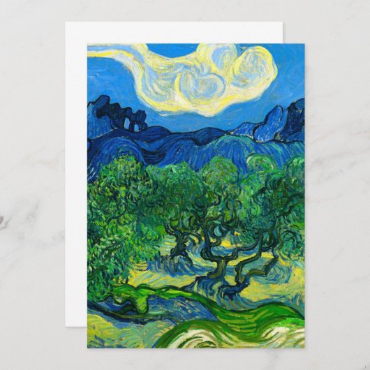 Van Gogh Olijfbomen in een bergachtig landschap Aankondiging (Voorkant / Achterkant)