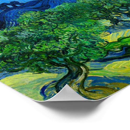 Van Gogh Olijfbomen in een bergachtig landschap Poster (Hoek)
