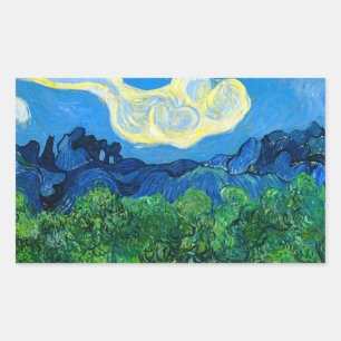 Van Gogh Olijfbomen in een bergachtig landschap Rechthoekige Sticker