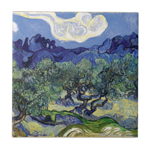 Van Gogh - Olijfbomen in een bergachtig landschap Tegeltje
