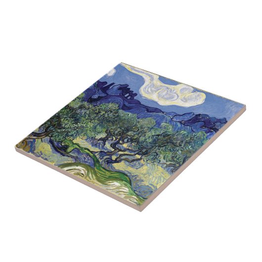 Van Gogh - olijfbomen in een berglandschap Tegeltje (Zijkant)