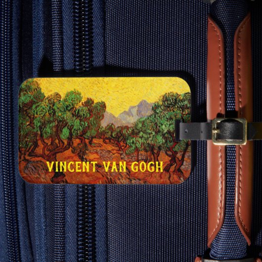 Van Gogh Olijfbomen met gele hemel en zon Bagagelabel (Voorkant Insitu 4)