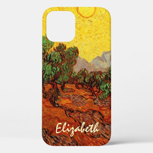 Van Gogh Olijfbomen met gele hemel en zon Case-Mate iPhone Case (Achterkant)