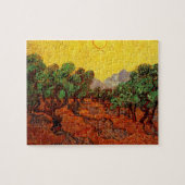 Van Gogh Olijfbomen met gele hemel en zon Legpuzzel (Horizontaal)