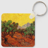 Van Gogh Olijfbomen met gele hemel en zon Sleutelhanger (Achterkant)