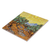 Van Gogh: Olijfbomen met gele hemel en zon Tegeltje (Zijkant)