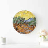 Van Gogh: olijfbomen met gele lucht en zon Larg Grote Klok (Huis)