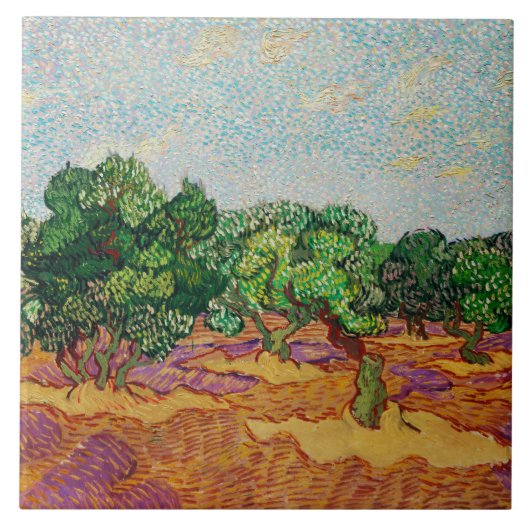 Van Gogh - Olijfbomen, Tegeltje (Voorkant)