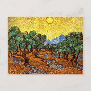 Van Gogh - Olijven met gele hemel en zon Briefkaart