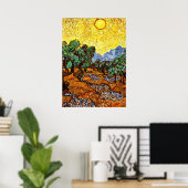 Van Gogh - Olijven met gele hemel en zon Poster (Thuiskantoor)