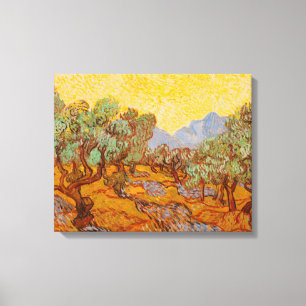 Van Gogh Olive Trees Yellow Sun Sky Canvas Afdruk