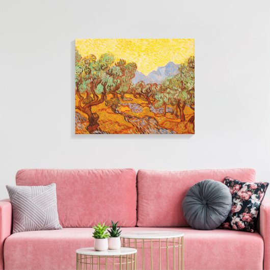 Van Gogh Olive Trees Yellow Sun Sky Canvas Afdruk (Insitu (Woonkamer))