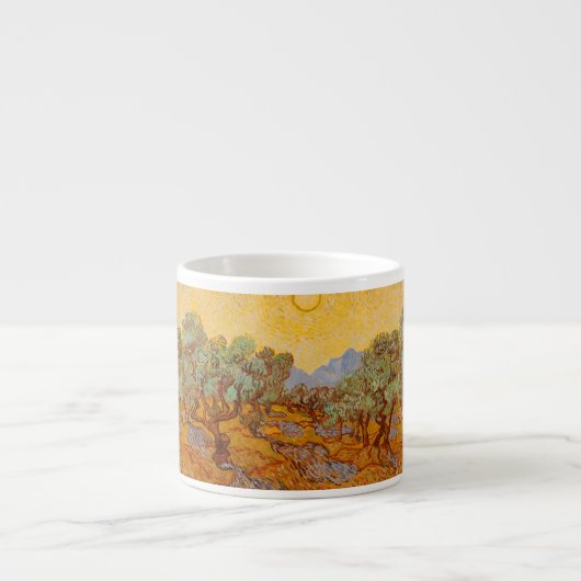 Van Gogh Olive Trees Yellow Sun Sky Espresso Kop (Voorkant)