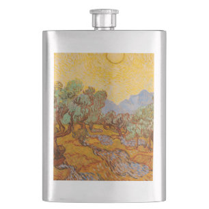Van Gogh Olive Trees Yellow Sun Sky Flacon