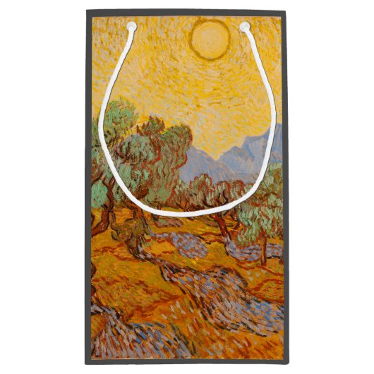 Van Gogh Olive Trees Yellow Sun Sky Klein Cadeauzakje (Achterkant)