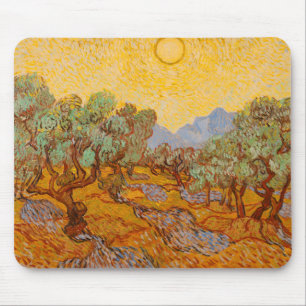 Van Gogh Olive Trees Yellow Sun Sky Muismat