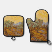 Van Gogh Olive Trees Yellow Sun Sky Ovenwant & Pannenlap Set (Voorkant)