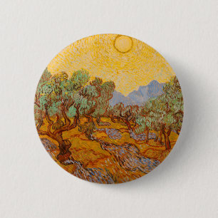 Van Gogh Olive Trees Yellow Sun Sky Ronde Button 5,7 Cm