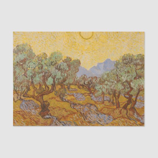 Van Gogh Olive Trees Yellow Sun Sky Tissuepapier (Voorkant)