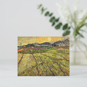 Van Gogh - Omheind veld met opkomende zon Briefkaart