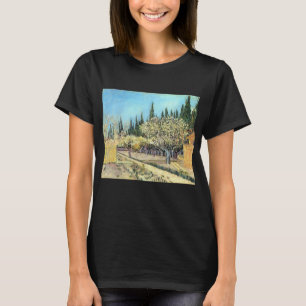 Van Gogh Orchard in Blossom, grens door Cypresses T-shirt