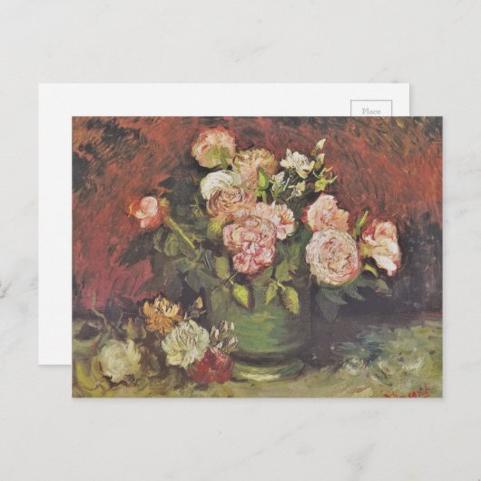 Van Gogh Peonies en Rozen Floral Art GalleryHD Briefkaart (Voorkant / Achterkant)