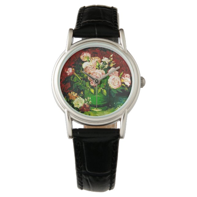 Van Gogh Peonies en Rozen Horloge (Voorkant)