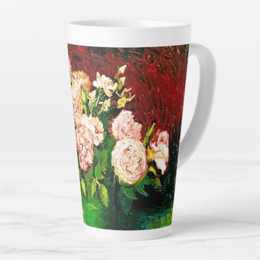 Van Gogh Peonies en Rozen Latte Mok (Rechterhoek)