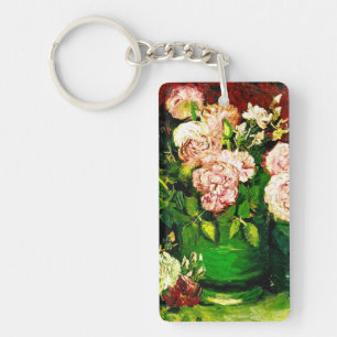 Van Gogh Peonies en Rozen Sleutelhanger