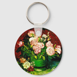 Van Gogh Peonies en Rozen Sleutelhanger