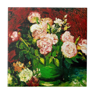 Van Gogh Peonies en Rozen Tegeltje