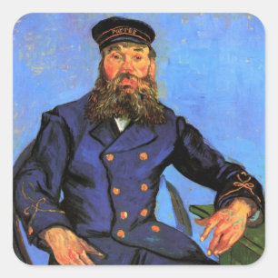 Van Gogh, Portret van de postbode Joseph Roulin Vierkante Sticker