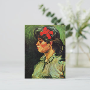 Van Gogh - Portret van een vrouw met rood lint Briefkaart