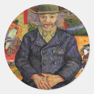 Van Gogh, Portret van Père Tanguy, Vintage Kunst Ronde Sticker