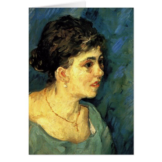 Van Gogh, portret van vrouw in blauw, kunst (Voorkant)