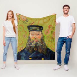 Van Gogh Postman. Portret impressionisme kunst Fleece Deken