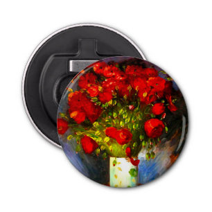 Van Gogh Red Poppies Button Flesopener
